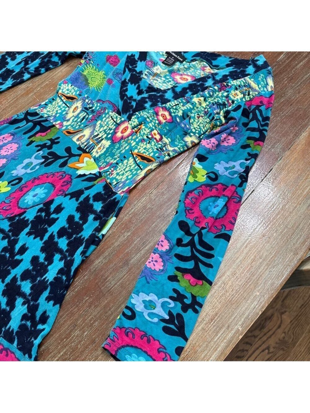 Fashion Fuse Teal Pink Floral Patchwork Dress Small - Picture 6 of 11